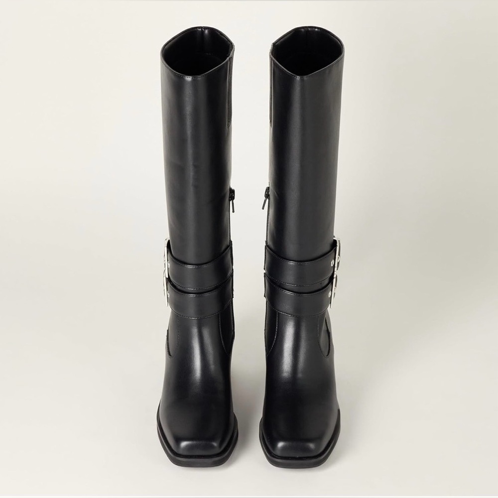 The Drop Women's Sage Tall Biker Boot with Buckles, Black, NWT Size 8.5 - Picture 3 of 10